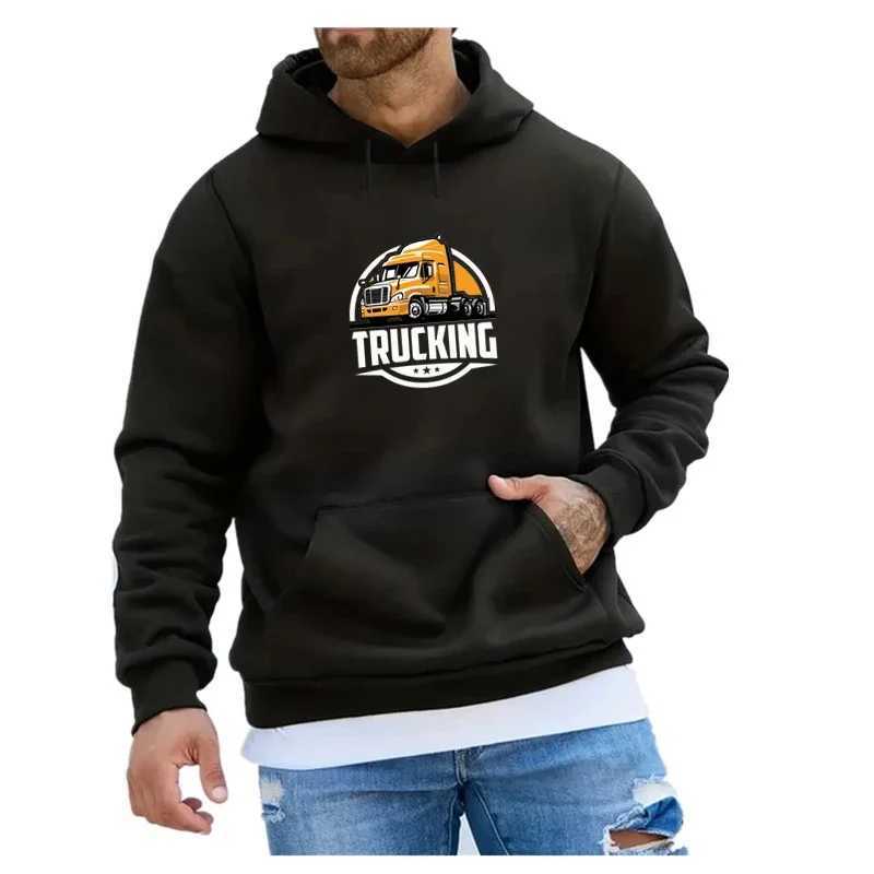 Trucking Print Pullover Top Mens Loose Street Hoodies Spring Autumn Long Sleeve Sweatshirts Outdoor Sport ClothesXJ2500118