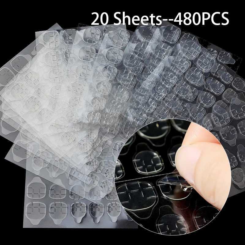 20 Sheets 480pcs Double Sided Adhesive Glue Sticker Sticky Tape Nail Glue For Fake Designs False Nails Art Tips Acrylic ManicureXJ250120
