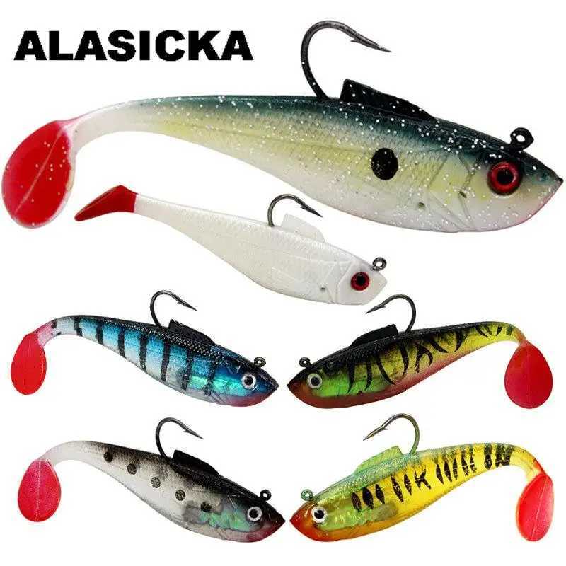 ALASICKA 5/8.5/11.5CM Head Soft Bait T tail Wobbler Fishing Lure Pesca Carp Bass Artificial Rubber Bait Swimbait Fishing TackleXJ250122