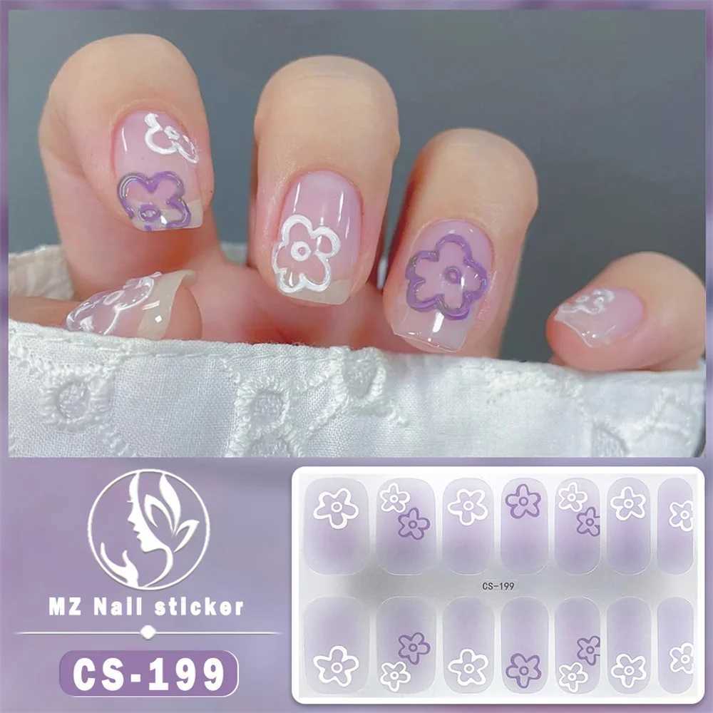 Waterproof No Baking Gel Nail Polish Film Full Cover Stickers Spring Summer Membrane Paper Self Adhesive Manicure DecoracionXJ250120