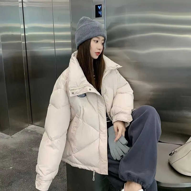 Lucyever New Winter Warm Parkas Women Korean Loose Stand-Up Collar Padded Jacket Woman Thicken Short Down Cotton Outwear
