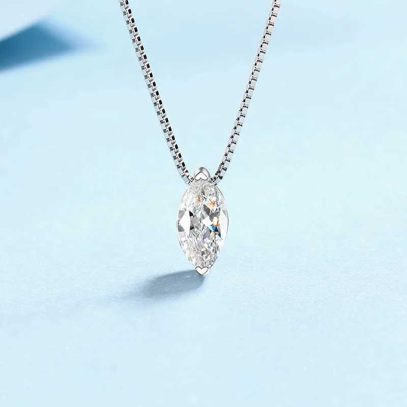 1CT Marquise Moissanite Pendant Neckalce 925 Sterling Silver Plated Gold Water Drop Diamond Necklaces with Gra for Women DailyXJ250114