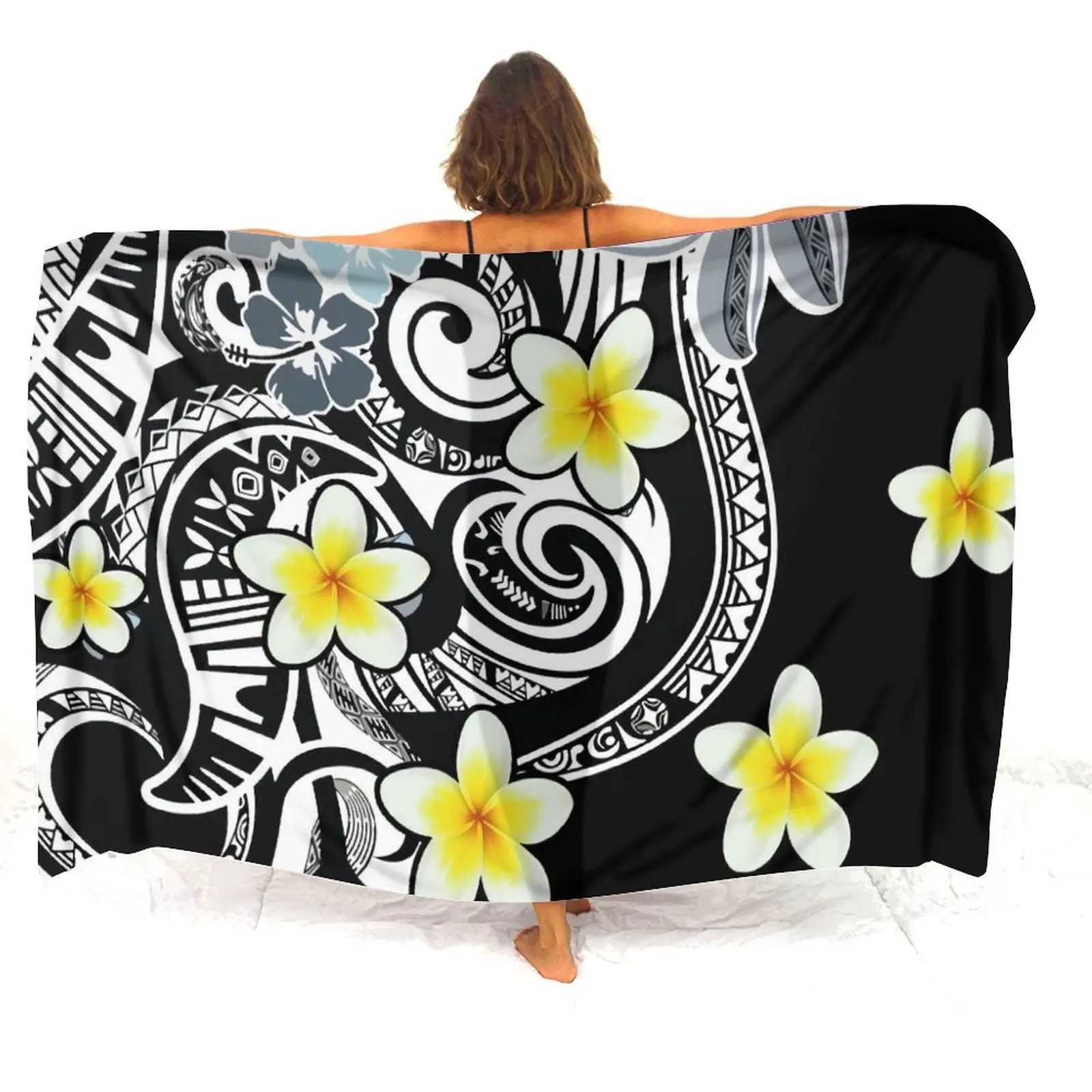 Samoa Island Club Ladies Sarong Shl Custom Beach ron Sunblock Coat Polynesian Flower Pattern Design New 2024 W250120