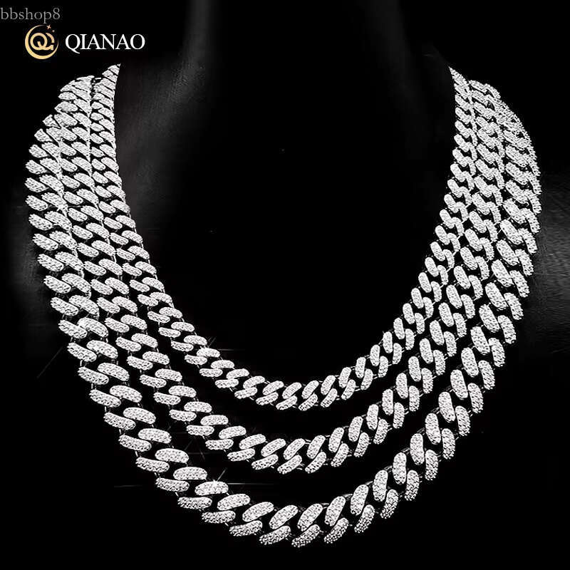 Fine Jewelry Hip Hop Solid 8MM Sterg Sier VVS Moissanite Dia Iced Out Miami Cuban k Chain Necklace For UNISEX