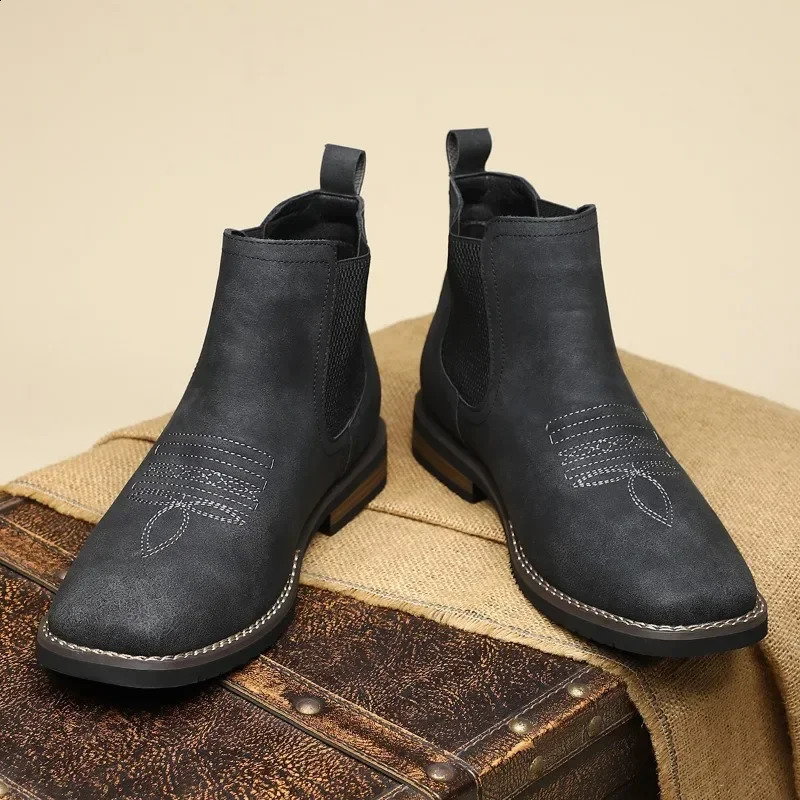 High Quality Handmade Men Chelsea Boots Retro Leather Boot Motorcycle Boots Fashion British Style High-Top Shoes Botas de Hombre 250120