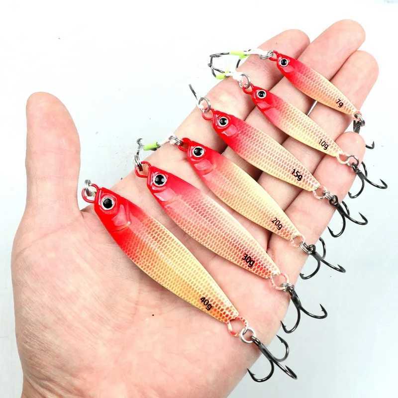 2025 New Far Throw Luminous Iron Plate Lures Double Hook JIG 7g-30g Sea Fishing Spanish Mackerel Shore Casting Glow Metal BaitsXJ250122