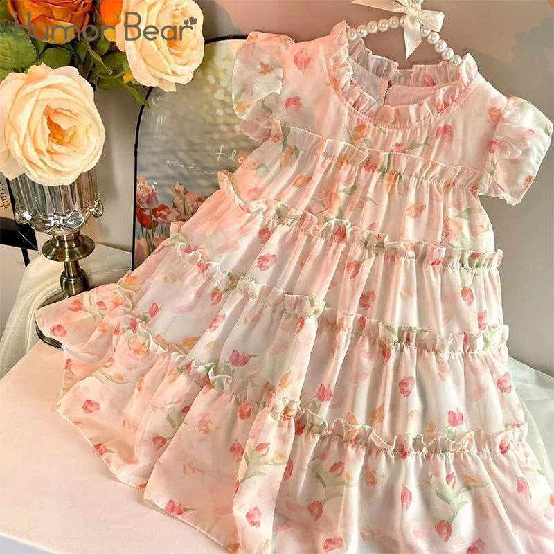 Humor Bear Girls Clothing Fairy Lace Tulip Sweet Princess Cake Dress Party Show Childrens Costume 250117