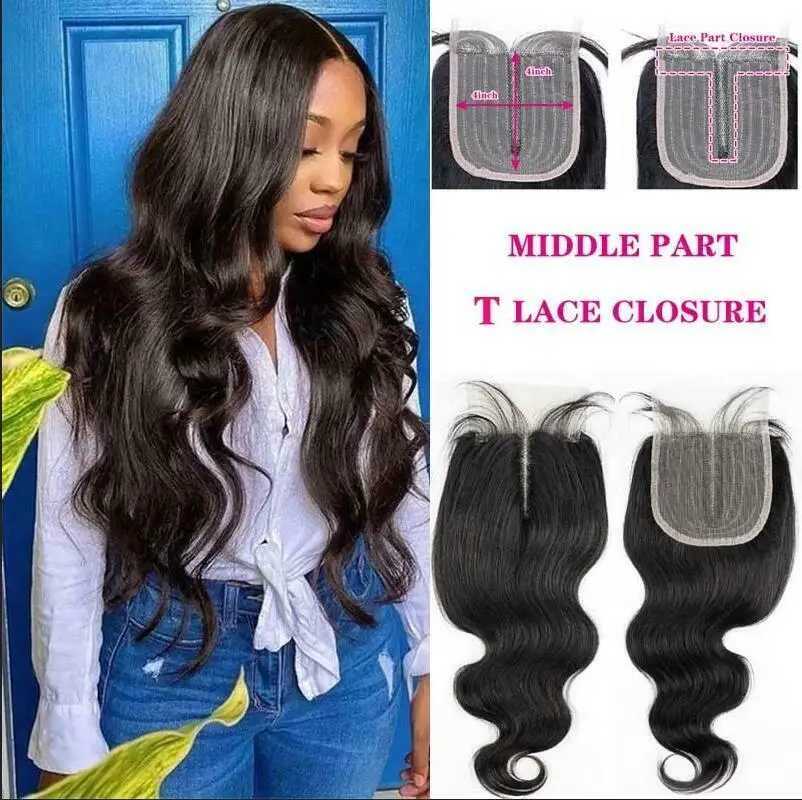 HD Transparent Body Wave Lace Clo 4x1 Lace Clo Human Hair T Part Lace Brazilian Remy Hair Deep Curly Hair Pre PluckedXJ250120