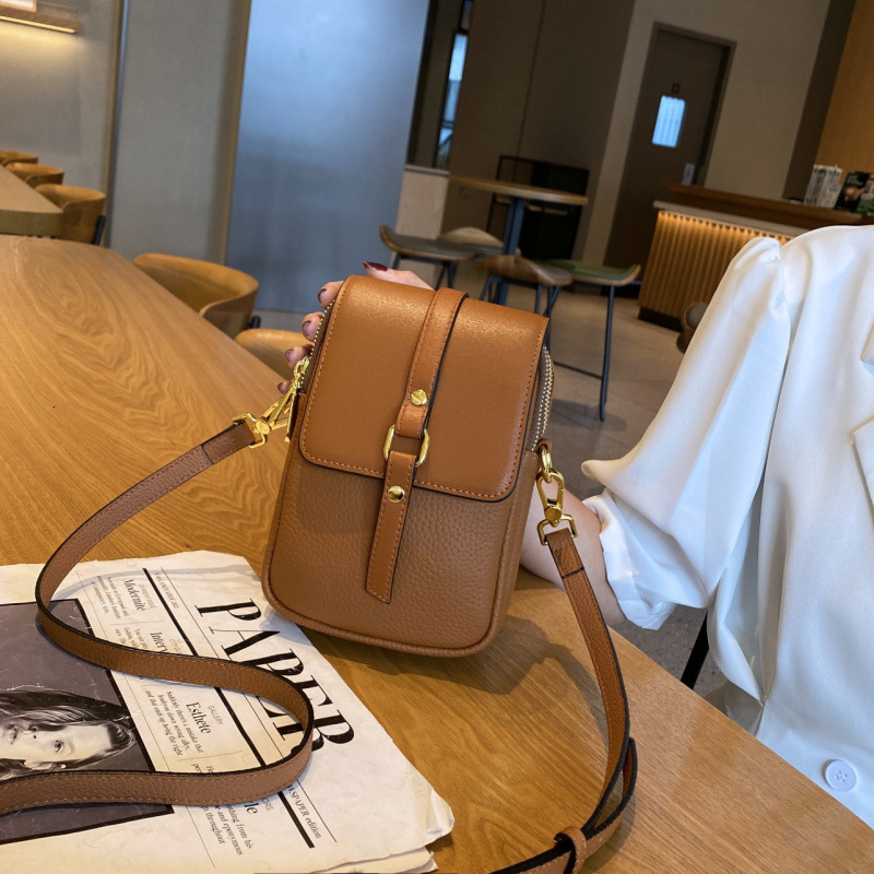 Bag Mobile Made Of Genuine 2025 Trendy Small Soft Leather Mobile Phone Women's Crossbody Bag, High-End Single Shoulder Bag