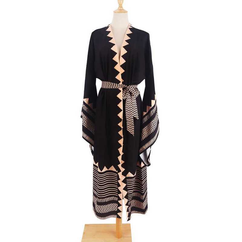 For Beach Kimono Beach Robe Swimsuit Cover Ups Beachwear Long Flared Sleeve Dr Sarong Women Loose Cardigan Bikini Covers W250120