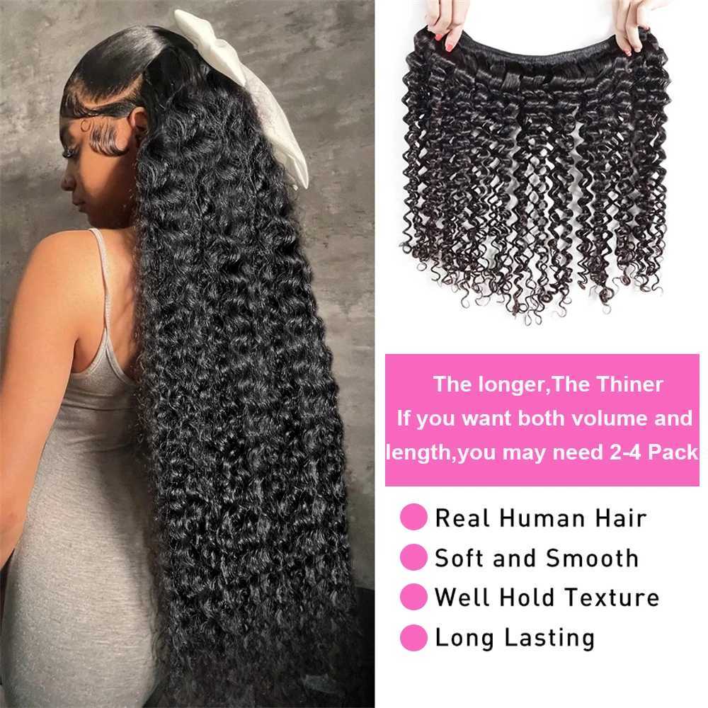 Deep Wave Human Hair Bundles With 13x4 HD Lace Frontal With Curly Hair Extensions Brazilian Weave Bundles With Frontal for WomenXJ250120