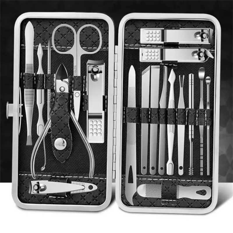 19pcs Nail Clippers Set Nail Clippers Pedicure Tool Ear Scooper Hawksbill Nail Furrow Clippers Beveled Pedicure KnifeXJ250116