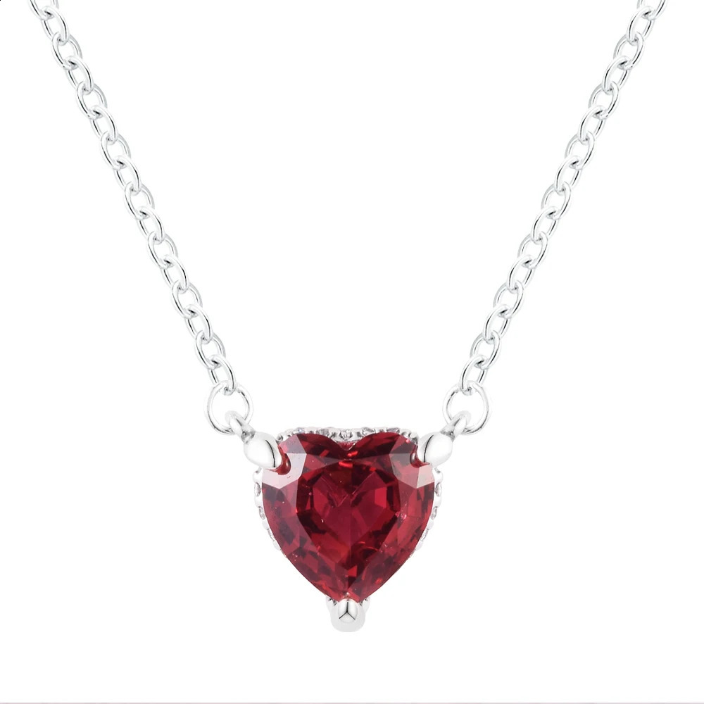 Sparkling Heart Halo Pendant Collier Necklace Mother Kids 925 Sterling Silver Jewelry Necklace For Woman Elegant Fashion 250117