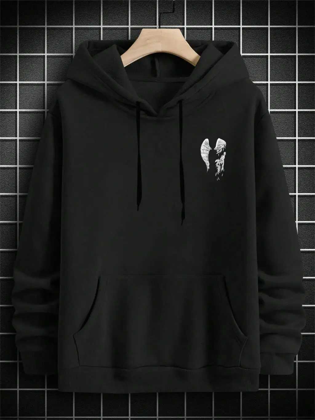 Street Trend Wings Printing Hoodie For Men Pocket Drawstring Pullovers Loose Fleece Warm Sweatshirts Autumn Comfortable ClothesXJ2500118