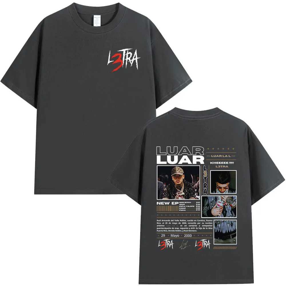 Rapper Luar La L Music Album L3TRA T Shirts Men Women Hip Hop Fashion Short Sleeve T-shirts Vintage Oversized Streetwear T-shirt X250203