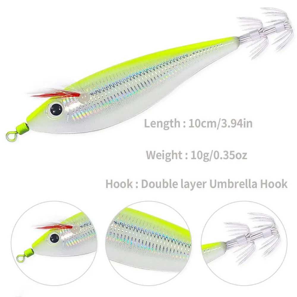 10cm 10g Fishing Lure Artificial Squid Hook Jigs Noctilucent Squid Cuttlefish Jigs Lures Wood Shrimp For Sea FishingXJ250122