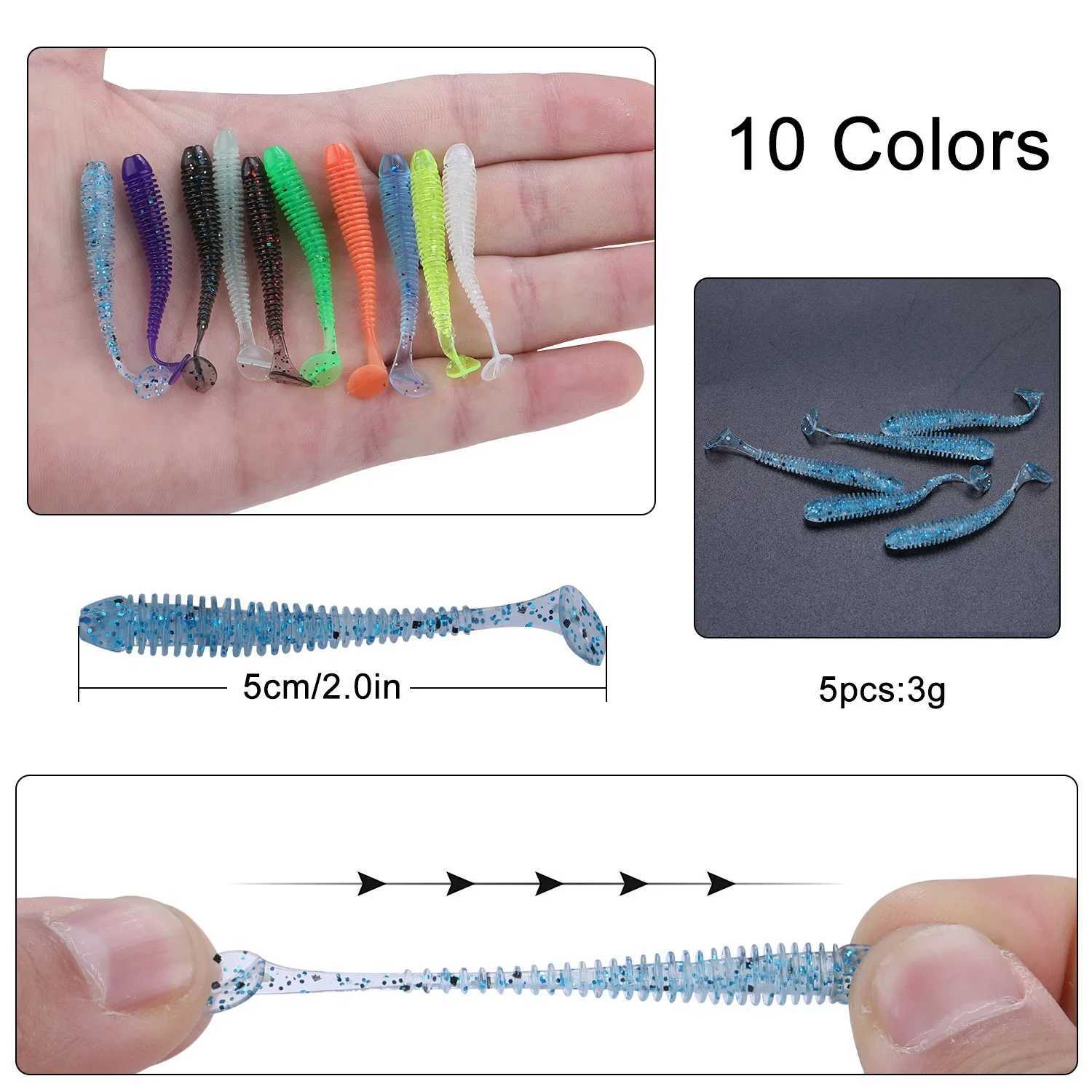 Sougayilang 5PCS/10PCS Soft Lure 5cm 0.6g Lifelike Artificial Baits Wobblers Soft Lures Carp Silicone Fishing Soft BaitsXJ250122