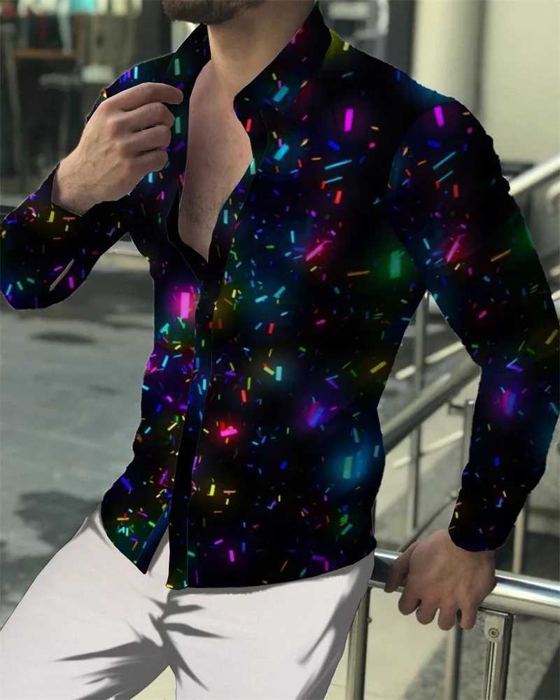 Mens Luxury Social Mens Shirts Lapel Button Shirts Casual Plaid Print Long Sleeve Tops Mens Club Prom Cardigan Tops 2023XJ250121
