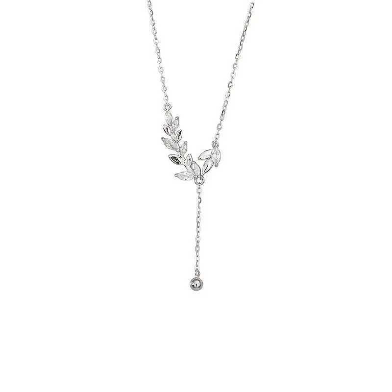 925 Sterling Silver Tree Branch Necklace Simple Charm Zirconia Botanical Pendant Choker Birtay Party Gift Ladies Fine JewelryXJ250114
