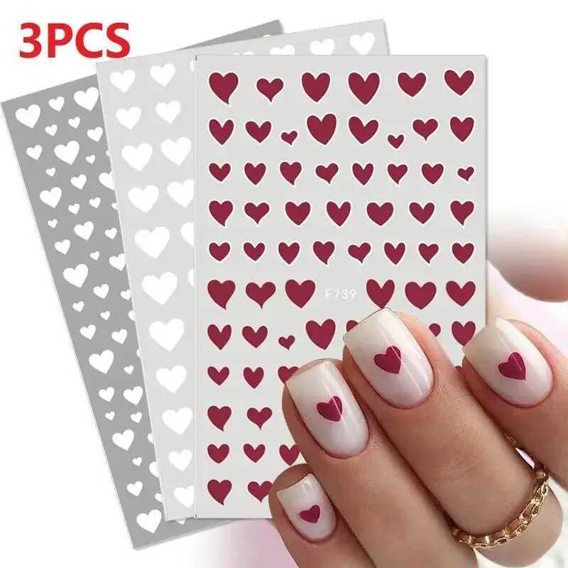 3 Packs 3D Laser Heart Alphabet Nail Art Stickers Nail Art Decorations Flowers Stars Black and White Nail Art DecorationsXJ250120