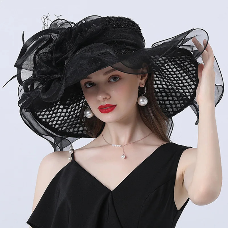 Lady Derby Dress Church Cloche Hat Bow Bucket Wedding Bowler Caps for Party Performance 250118