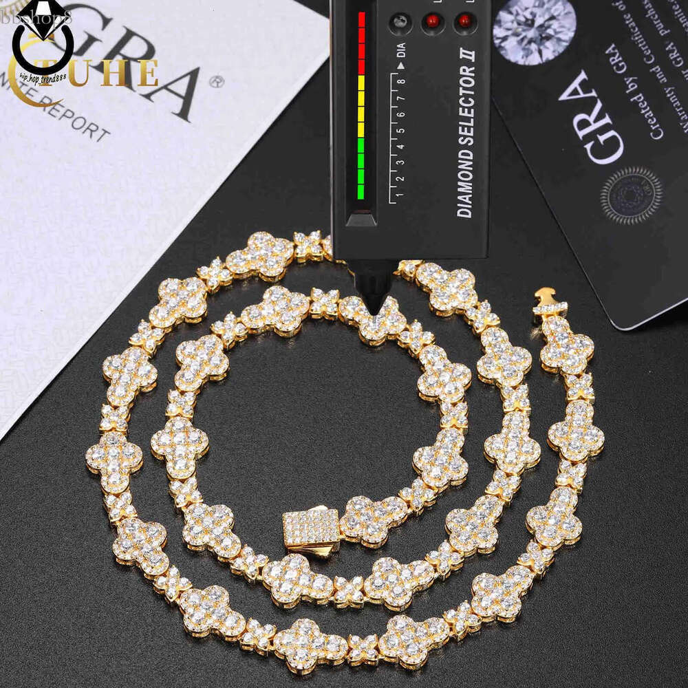 New Collection Pass Dia Tester 10mm Moissanite Cross k Chain Sterg Sier Jewelry Four Leaf Clover Necklace