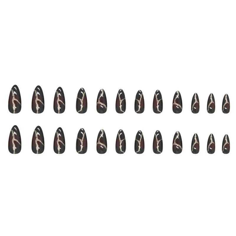 24 Red Lightning Pressing Nails Pink Gradient Fake Nails Smooth Artificial Fingers Reusable Female Fake NailsW250120