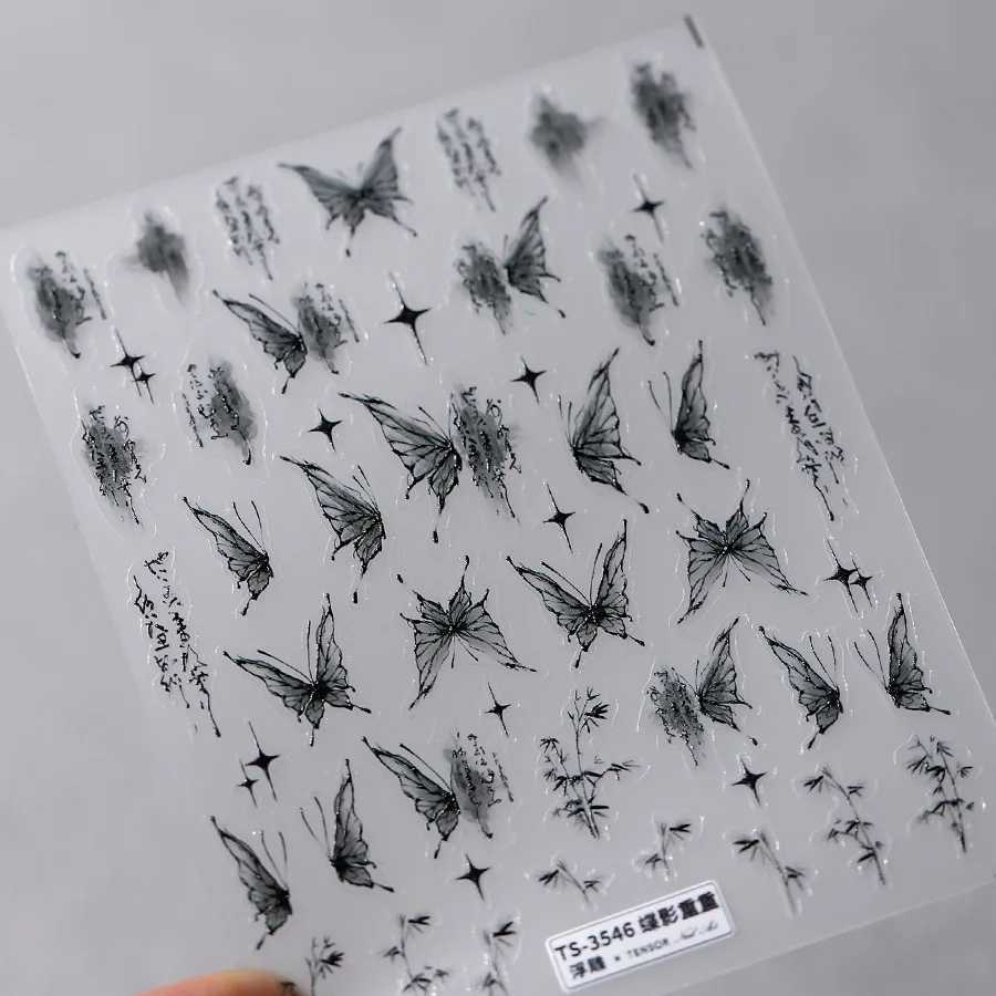3D Embossed Butterfly Nail Art Stickers Decals Self-Adhesive Nail stickers 5D Black Butterfly Nail SuppliesXJ250120