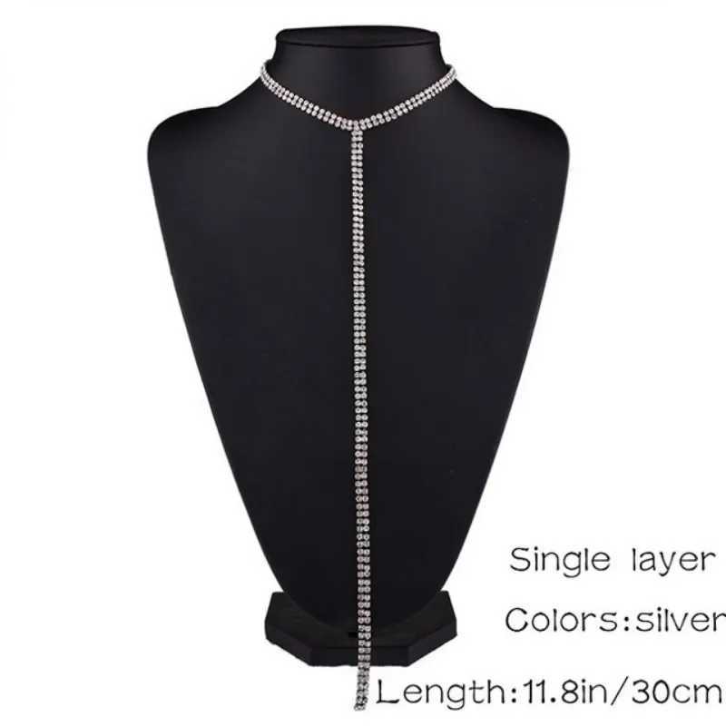 Fashion Full Rhinestone Chain Necklace for Women Statement Long Tassel Choker Crystal Collar Party Jewelry Neck AccessoriesXJ250121