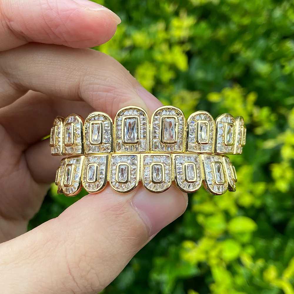RACHELZ Luxury Sugar Cubic Zircon Teeth Grillz Hip Hop Iced Out CZ Stone Dental Grills For Men Women Tooth Caps Decor JewelryXJ250114