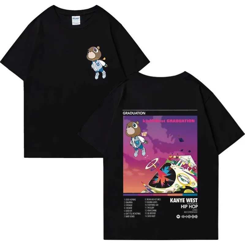 Oversized Cotton And West Graduation Graphic T-Shirt Men Women Rapper Music Album Hip Hop Streetwear Unisex T-Shirt X250203
