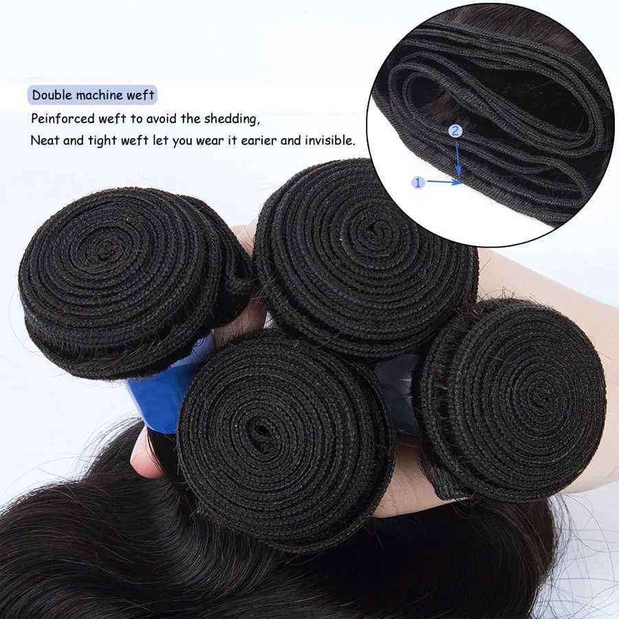 Human Hair Bundles With Clo Brazilian Body Wave Bundles With Clo Human Hair Weave Extensions 3/4 Bundles RemyXJ250120