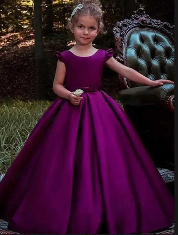 Burgundy chiffon swan velvet flower girl dress princess girl wedding party dress first communion dress girl size 1-16Y X250203