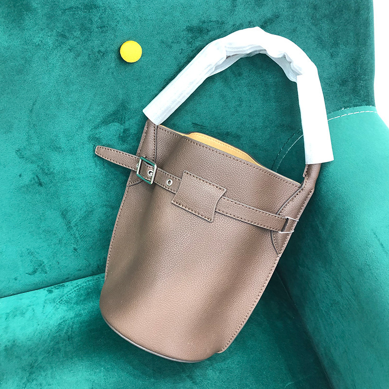 Bag New Lychee Patterned Bucket Big Cowhide Women's Handbag, Single Shoulder Diagonal Cross Bag, Small Bag