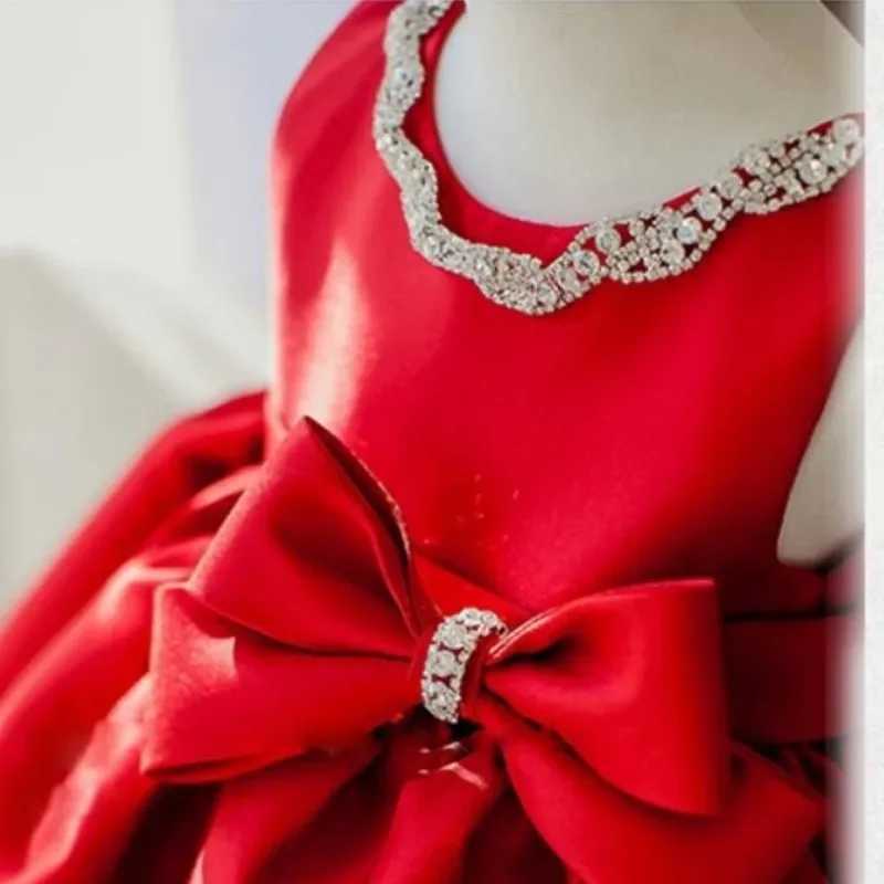 Newborn baby dress sequins red lace chiffon baby Christmas party princess dress bow 1st birthday dress baby bath dress X250203