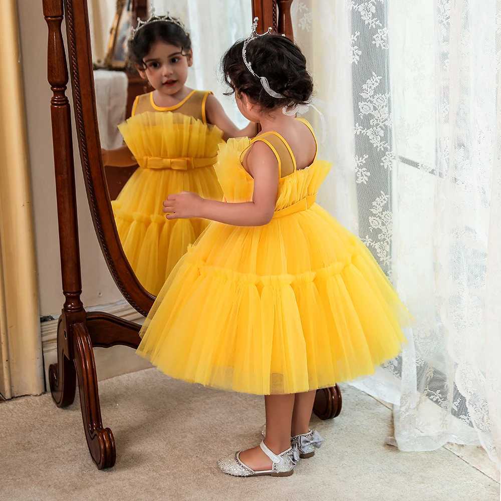 Baby Newborn Girl Dress1 Year 1st Birthday Party Dresses Baptism White Clothes 9 12 Months Toddler Fluffy Outfits Baby Dress X250203