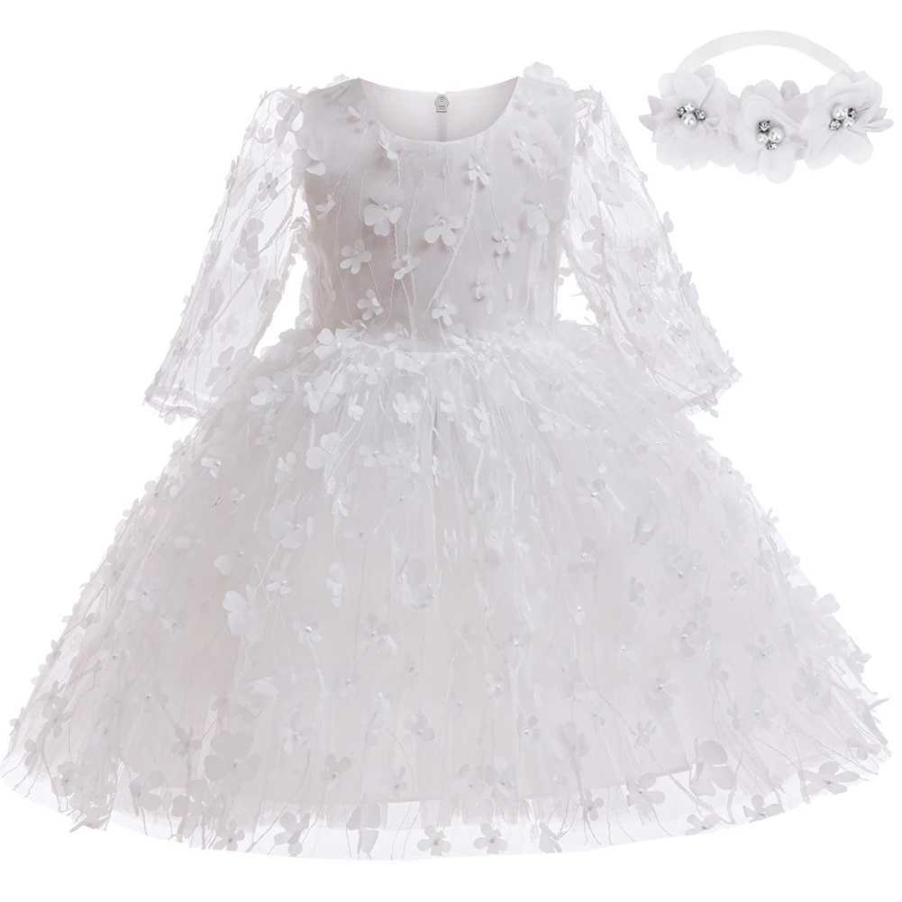 Newborn Baby Baptist Dress Bow Lace Princess Dress First Birthday Party Dress Carnival Ball Dress Baby Girl 0-2 Years X250203