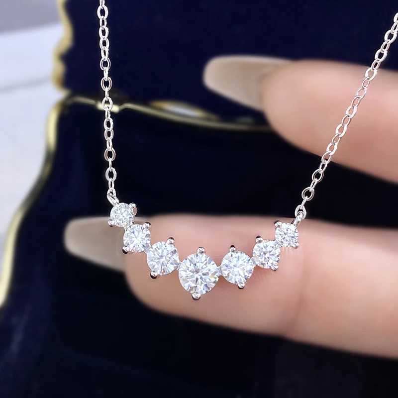 Stylever 1.7ct Moissanite Necklace for Woman 925 Sterling Sliver 7 Diamond Pendant Plated Platinum Engagement Wedding Jewely NewXJ250114