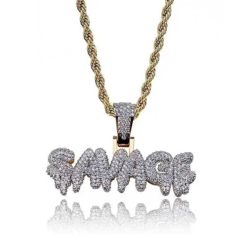Ice Crystal Alphabet Pendant with 24 Inch Chain for Men Women Sparkling Hip Hop Rock Rap Jewelry GiftsXJ250121