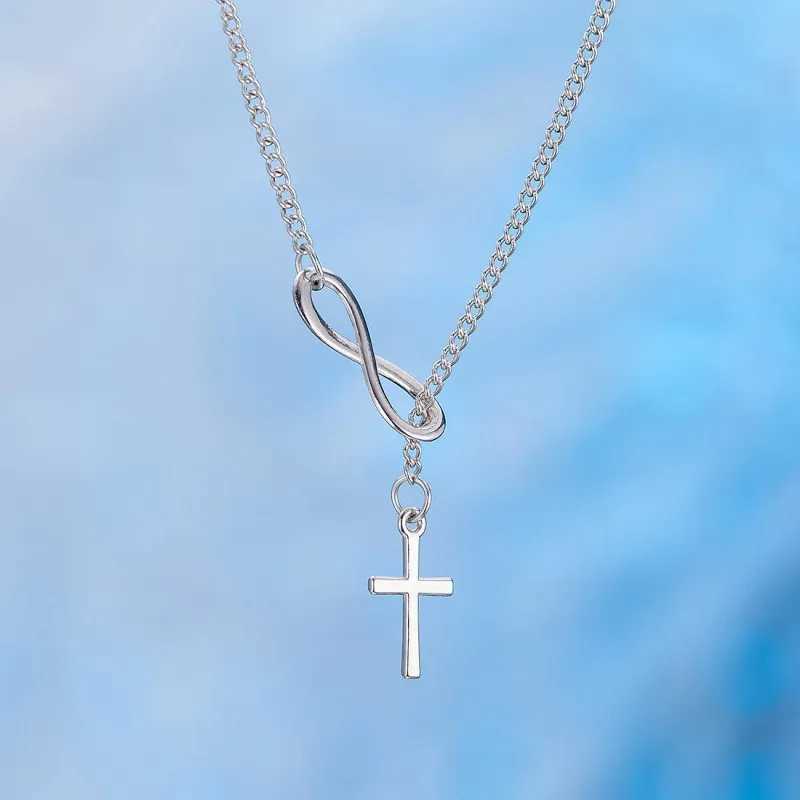 Unique Fashion Jewelry Infinity 8 Bit Minimalist Luck Cross Pendant Necklace Best Friend Chain Necklaces for Women WholesaleXJ250121