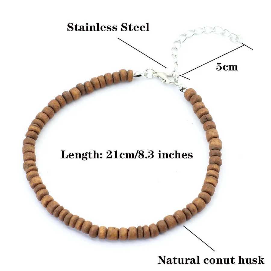 2025 Novel Women Anklet Handmade Natural Coconut Husk Foot Chain Adjustable Bohemia Summer Beach Wooden Leg Bracelet JewelryXJ250121