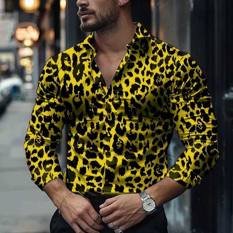 Leopard print shirt casual fashion new style blue purple animal leopard pattern soft and comfortable plus size US size XS-6XLXJ250121