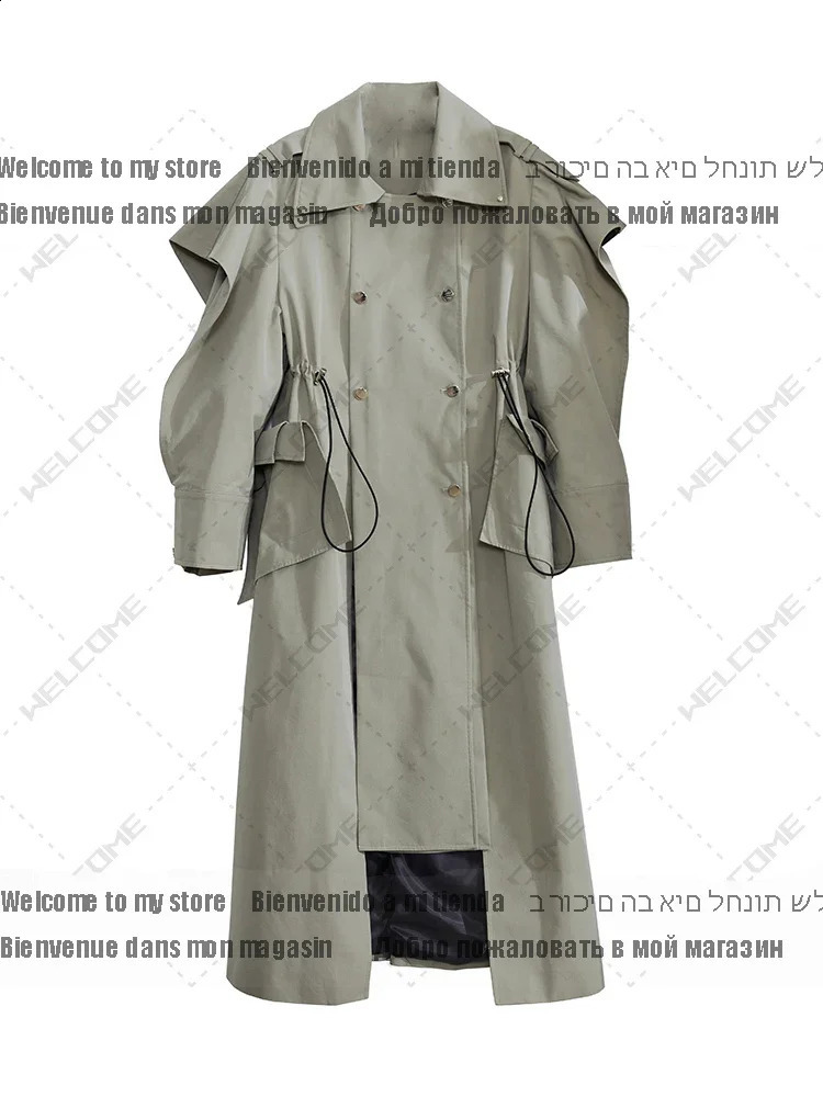 Spring Autumn Long Elegant Chic Trench Coat for Women with Drawstring Waist Double Breasted er Clothes 250118