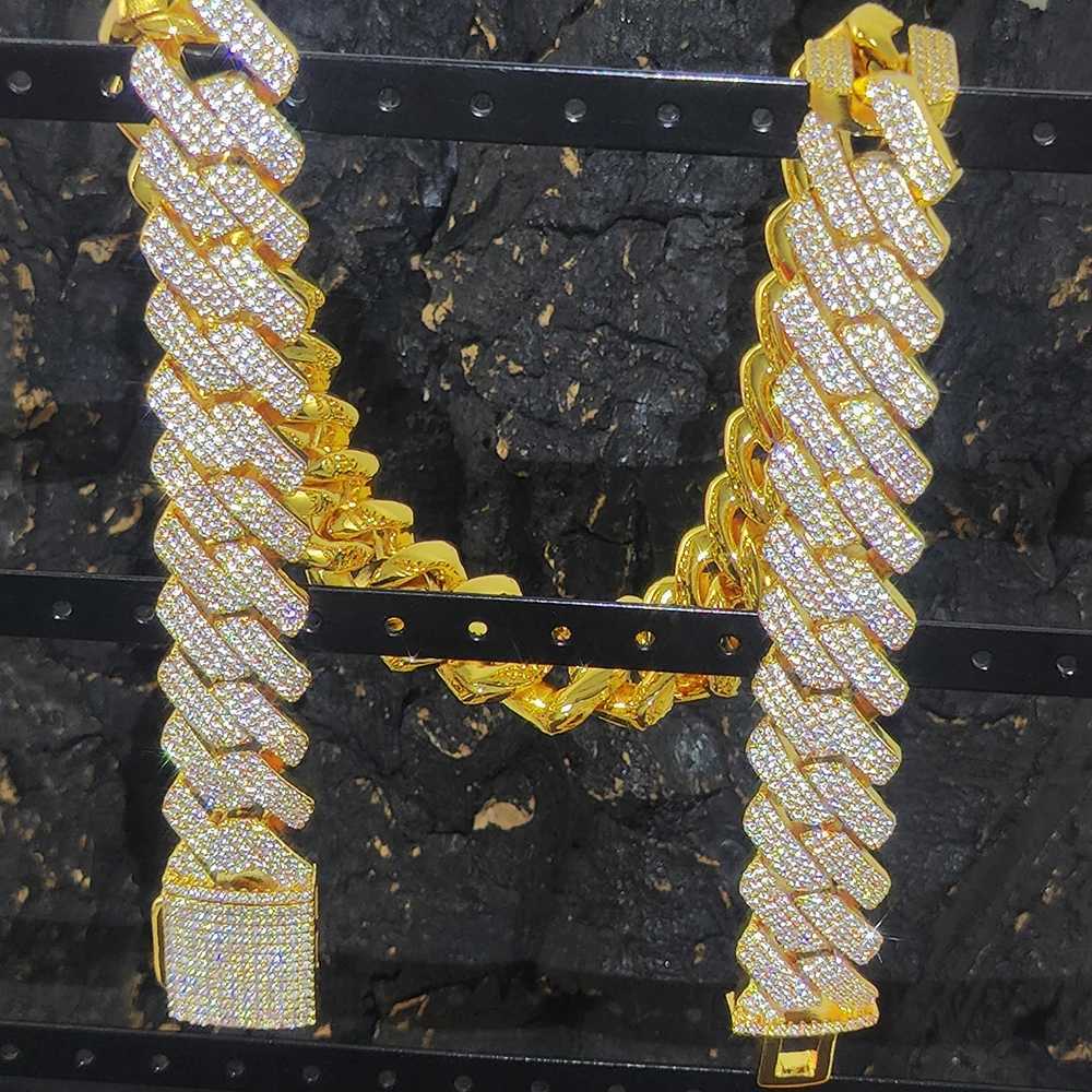 18k Gold Plated 20mm d Diamond Cuban Chain Hip Hop Rper Luxury Jewelry Thick Heavy Link Necklace for Men and WomenXJ250114
