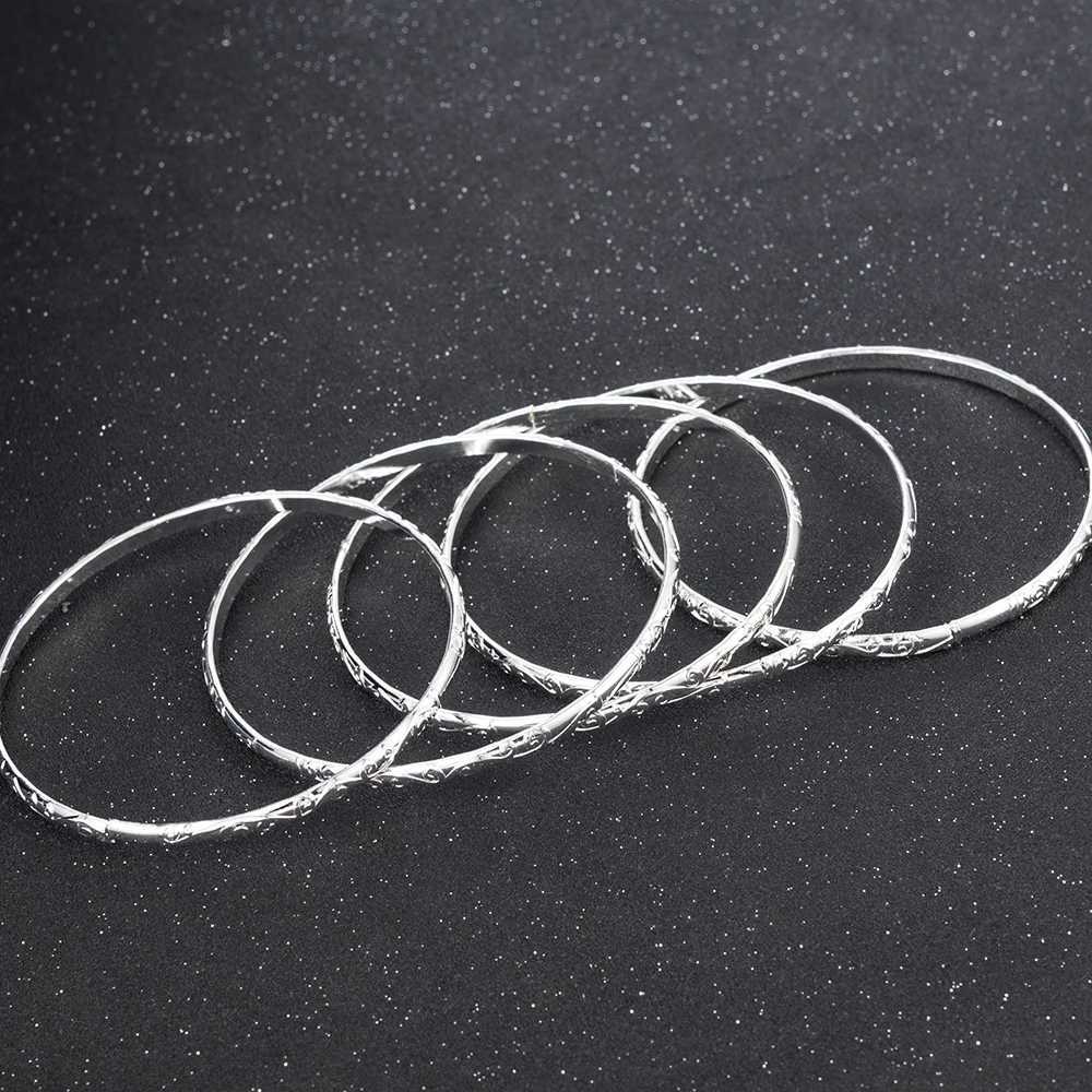 5Pcs/Set Simple Carving Flower Pattern Cuff Bracelet Bangle Sets For Women Accessories Bracelet Amuleto 2022 Trendy Fashion Jewel W250121