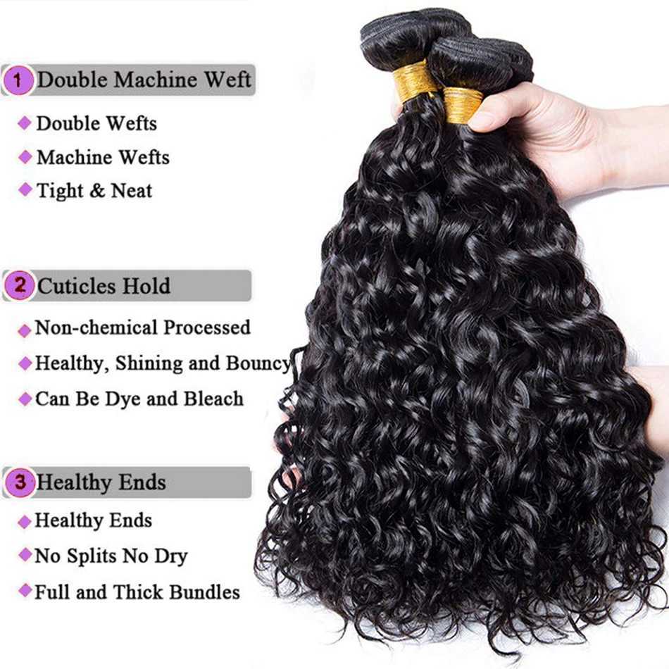 Indian Water Wave Bundles With Clo Wet and Wavy 12A Human Hair Bundles Remy Human Hair Weave 3Bundles With 13X4 FrontalXJ250120