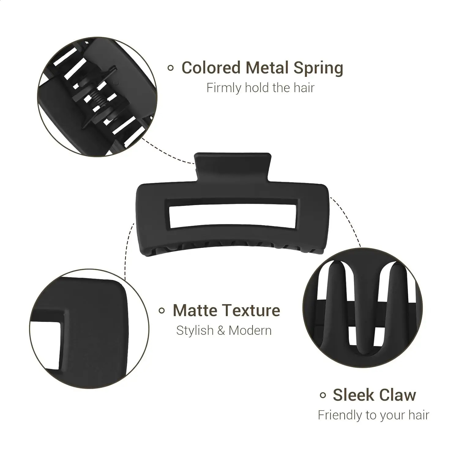 3 Pack Hair Claw Clips Square Rectangular Claw Hair Clips for Women Girls Non-slip Matte Large Medium Small Hair Clips Strong 250120