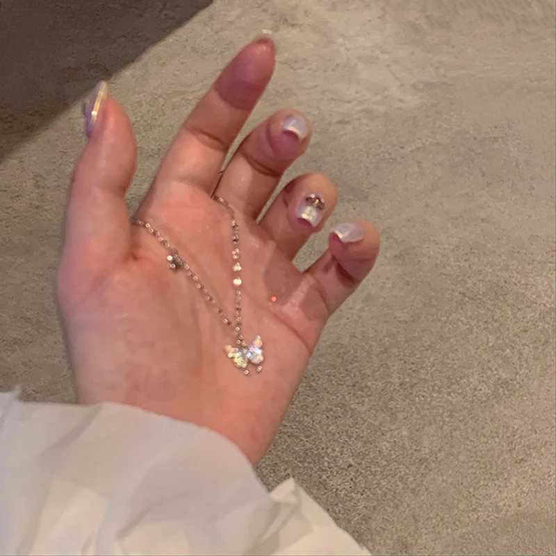 925 Sterling Silver Necklace For Woman Butterfly Necklace Ladies Exquisite Double Layer Clavicle Chain Necklace Jewelry GiftXJ250114