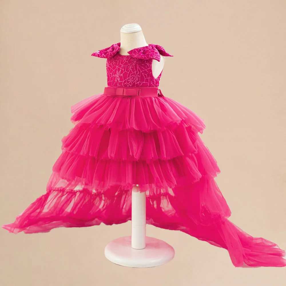 Pink Girls Party Dress for Baby Tulle 1st Birthday Bow Baptism Prom Gown Elegant Wedding Princess Dress Christmas Costume X250203