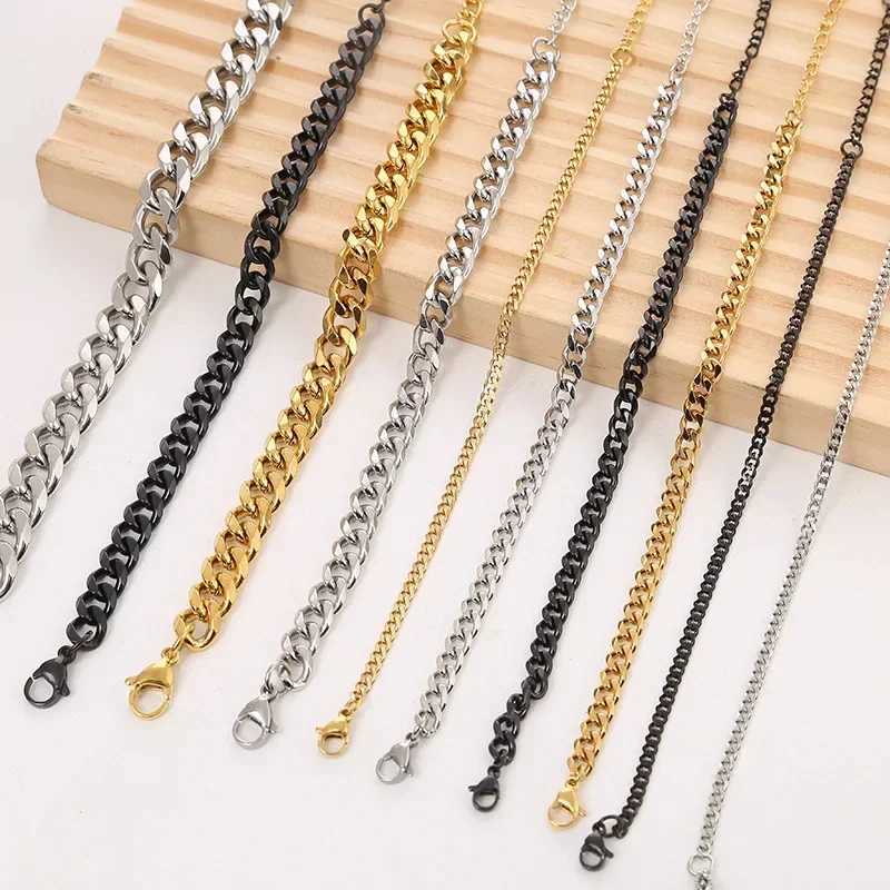 3/5mm Chunky Chain Bracelet for Men Stainless Steel Cuban Link Chain Wristband Classic Punk Heavy Male Jewelry Accessories W250121